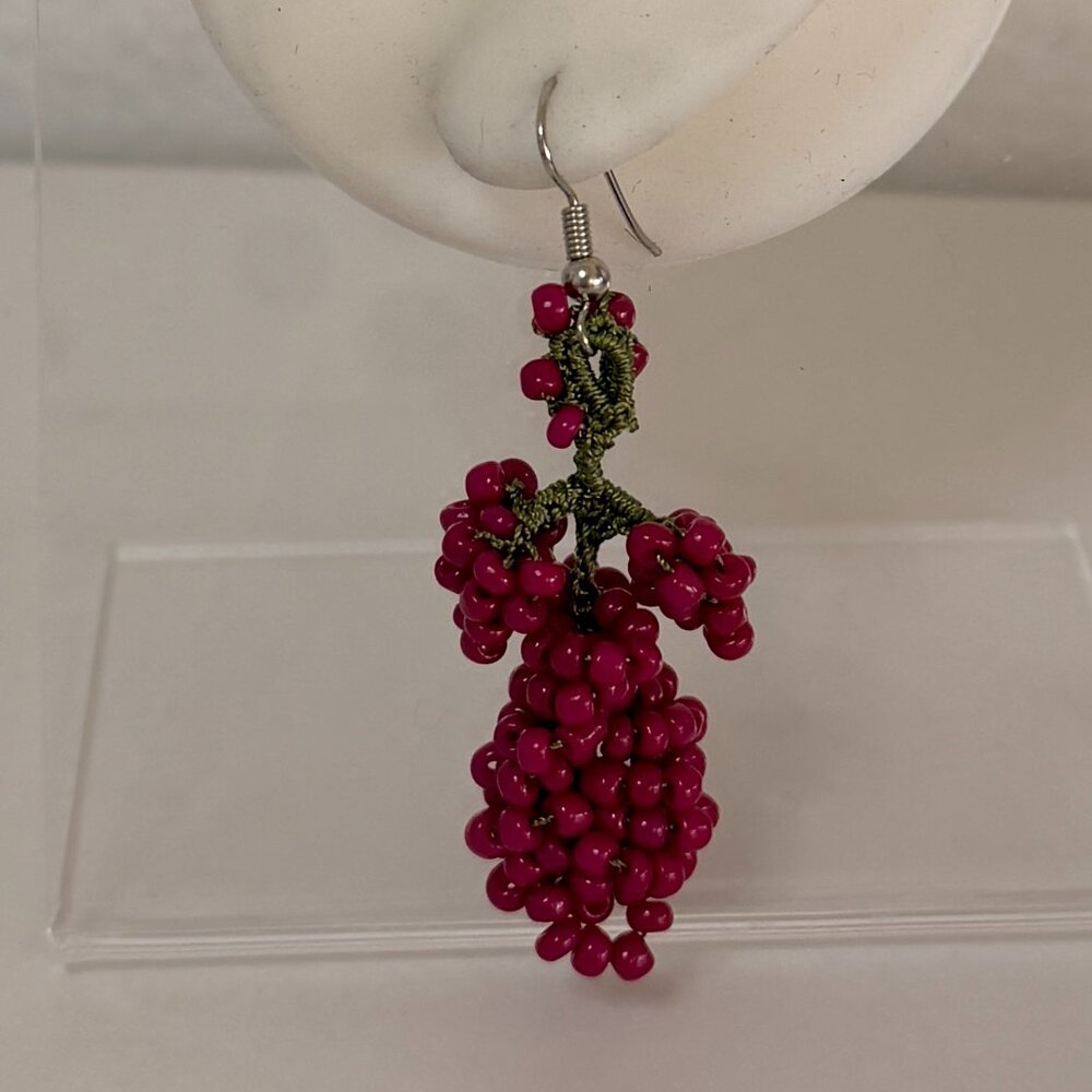 Collectable Traditional Turkish Boncuk Oya Hot Pink Earrings